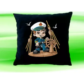 Dekorativní polštářek Dětský polštář kapitán námořník černý (dětský polštářek 35x35 cm s námořníkem)