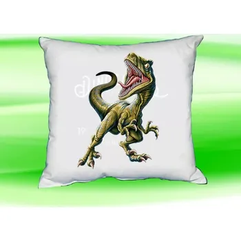 Dekorativní polštářek Polštářek Tyrannosaurus rex bílý (dětský polštář 35x35 cm s dinosaurem)