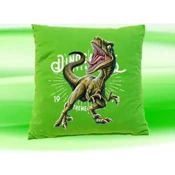 Dekorativní polštářek Polštářek Tyrannosaurus rex zelený (dětský polštář 35x35 cm s dinosaurem)