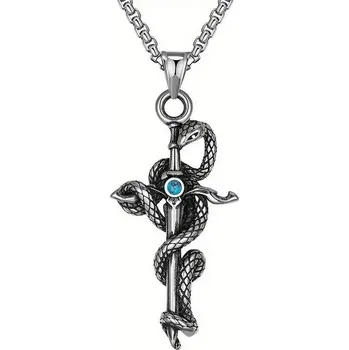 Řetízek Náhrdelník a přívěsek s křížem a hadem