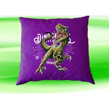 Dekorativní polštářek Polštářek Tyrannosaurus rex fialový (dětský polštář 35x35 cm s dinosaurem)