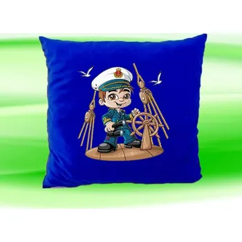 Dekorativní polštářek Dětský polštář kapitán námořník modrý (dětský polštářek 35x35 cm s námořníkem)