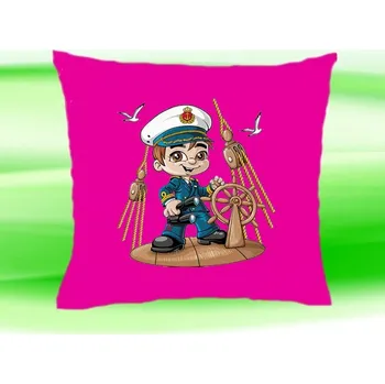 Dekorativní polštářek Dětský polštář kapitán námořník růžový (dětský polštářek 35x35 cm s námořníkem)