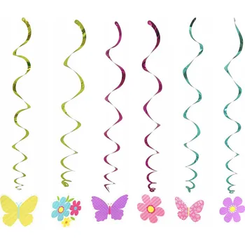 Party dekorace Metalická dekorace Motýlci Květiny 1 m 6 ks na párty