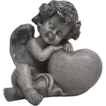 Smuteční dekorace Anděl se srdcem šedý 11 x 10 smuteční dekorace figurka polystone
