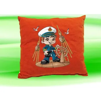 Dekorativní polštářek Dětský polštář kapitán námořník cihlový (dětský polštářek 35x35 cm s námořníkem)