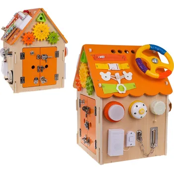 RKToys interaktivní domeček dřevěný oranžový Hračka pro nejmenší RKToys interaktivní domeček dřevěný oranžový