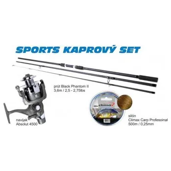 Rybářský prut Kaprový SET - Prut 3,6m+Naviják,Silon