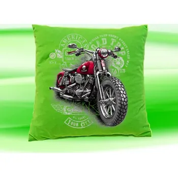 Dekorativní polštářek Polštářek s motorkou zelený (polštář 35x35 cm s motorkou)
