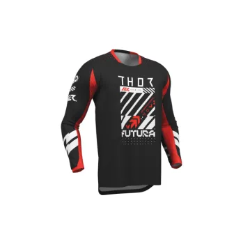 Moto dres Dětský Mx Dres THOR Youth Launchmode Jersey Futura Black/Red 2026, Velikost L