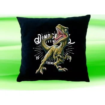 Dekorativní polštářek Polštářek Tyrannosaurus rex černý (dětský polštář 35x35 cm s dinosaurem)