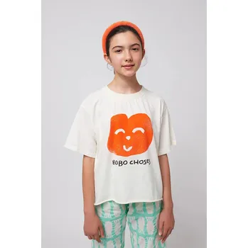 Chlapecké tričko Dětské bavlněné tričko Bobo Choses Joyful Face 125AC017 bílá 00X, vel. 89/98