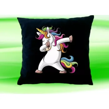 Dekorativní polštářek Polštářek tančící jednorožec černý (dětský polštář 35x35 cm s jednorožcem)