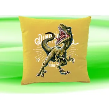 Dekorativní polštářek Polštářek Tyrannosaurus rex béžový (dětský polštář 35x35 cm s dinosaurem)