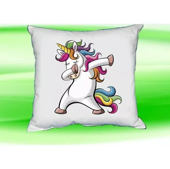 Dekorativní polštářek Polštářek tančící jednorožec bílý (dětský polštář 35x35 cm s jednorožcem)