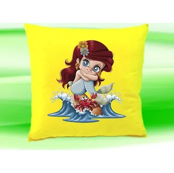 Dekorativní polštářek Polštářek princezna s jednorožcem žlutý (dětský polštář 35x35 cm s princeznou a jednorožcem)