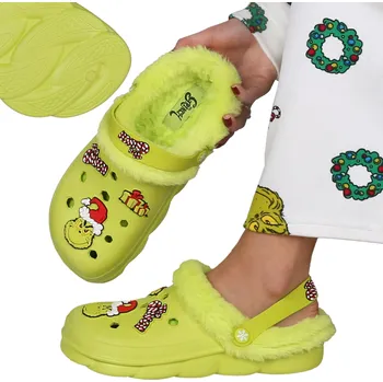 Dámské pantofle Grinch Zelené pantofle dětské ZATEPLENÉ, VÁNOČNÍ, zahradní pantofle 36 zelené 36