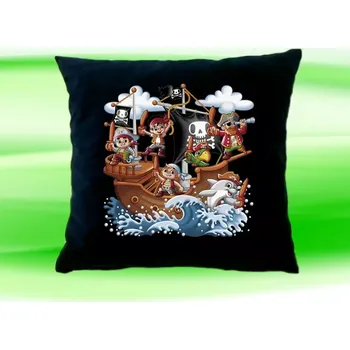 Dekorativní polštářek Polštářek piráti námořníci koráb loď černý (dětský polštář 35x35 cm s piráty)