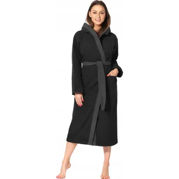 Dámský župan Dámský župan Froté s kapuce, teplý župan LA-191 Černá/Šedá L