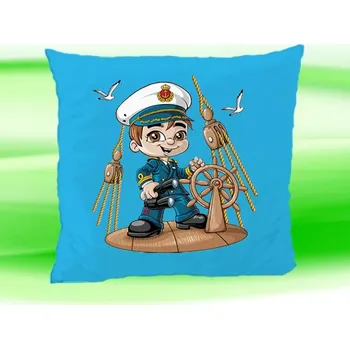Dekorativní polštářek Dětský polštář kapitán námořník tyrkysový (dětský polštářek 35x35 cm s námořníkem)