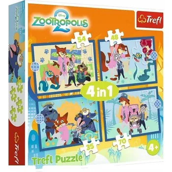 Puzzle Puzzle - 4v1 (35, 48, 54, 70 dílků) Disney Zootropolis 2 (Zvířátkov) - Trefl 34677
