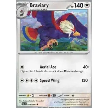 Karetní hra Pokémon BLK 078/086 Braviary - Black Bolt Stav: Near Mint, Verze: POKÉBALL REVERSE HOLO