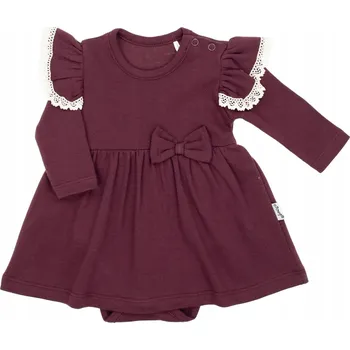 Kojenecký body Body s tylovou sukýnkou pro holčičky, bavlněné, barva burgundská s mašličkou Nicol, velikost 86