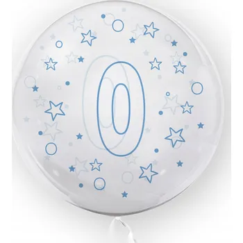 Balónek Balónek s hvězdami Tuban číslice 0, 45 cm, modrý