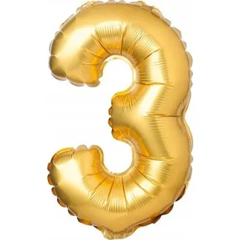 Foliový balónek číslice 3 71 cm zlatý