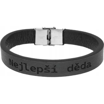 Náramek Pánský kožený náramek černá Nejlepší děda