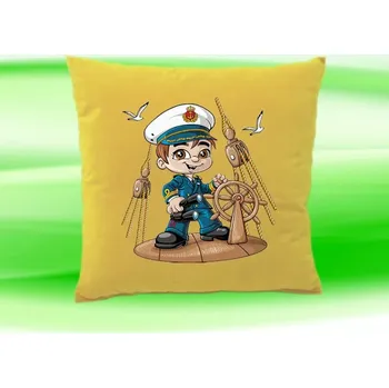 Dekorativní polštářek Dětský polštář kapitán námořník béžový (dětský polštářek 35x35 cm s námořníkem)