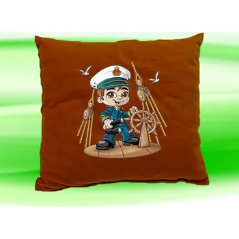 Dekorativní polštářek Dětský polštář kapitán námořník hnědý (dětský polštářek 35x35 cm s námořníkem)