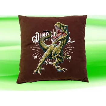 Dekorativní polštářek Polštářek Tyrannosaurus rex čokoládový (dětský polštář 35x35 cm s dinosaurem)