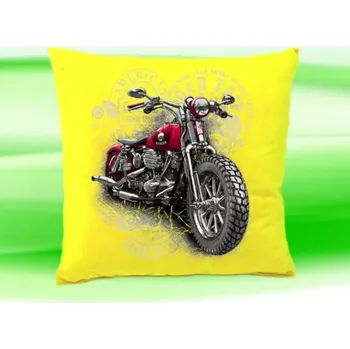 Dekorativní polštářek Polštářek s motorkou žlutý (polštář 35x35 cm s motorkou)
