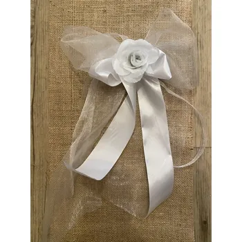 Svatební dekorace Mašle na auto růže bílá 2ks