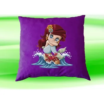 Dekorativní polštářek Polštářek princezna s jednorožcem fialový (dětský polštář 35x35 cm s princeznou a jednorožcem)