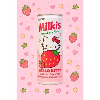 Limonáda Milkis Strawberry Hello Kitty - Mléčná soda s příchutí jahody 250 ml [KOR]