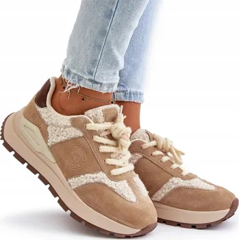 Dámské tenisky ZATEPLENÉ SEMIŠOVÉ TENISKY BIG STAR OO274A317 HI-POLY SYSTEM BÉŽOVÉ 39