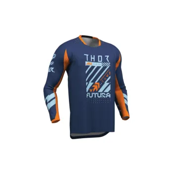 Moto dres Dětský Mx Dres THOR Youth Launchmode Jersey Futura Navy/Orange 2026, Velikost L