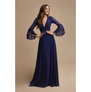 Dámské šaty EVA & LOLA Společenské Šaty LESLIE tmavě modré Barva: Modrá, Velikost: M