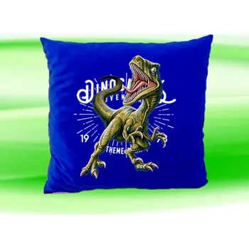 Dekorativní polštářek Polštářek Tyrannosaurus rex modrý (dětský polštář 35x35 cm s dinosaurem)