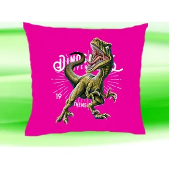 Dekorativní polštářek Polštářek Tyrannosaurus rex růžový (dětský polštář 35x35 cm s dinosaurem)