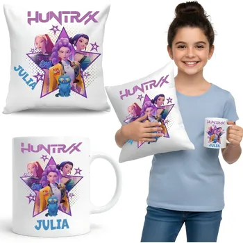 Huntrix sada hrnek + dekorativní polštář jako dárek Kpop Demon Hunters