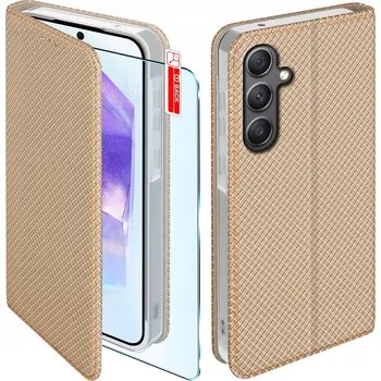 Pouzdro na mobilní telefon Flipové pouzdro KrainaGSM pro Samsung, Galaxy A55 5G, zlaté