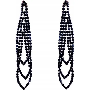 Náušnice Dlouhé grafitové a tmavě modré náušnice s drobnými třpytivými zirkony na párty