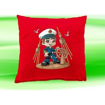 Dekorativní polštářek Dětský polštář kapitán námořník červený (dětský polštářek 35x35 cm s námořníkem)