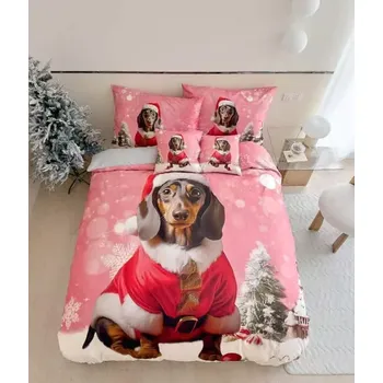 Povlečení BLACK FRIDAY 2025 ! Sada vánočního bavlněného povlečení s 3D efektem pro 2 postele 140x200/70x90 cm – VÁNOCE / MERRY CHRISTMAS - JEZEVČÍK + PROSTĚRADLO ZDARMA !