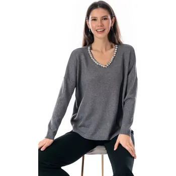 Dámský svetr Dámský svetřík HALKA 44/46 Tmavě šedá