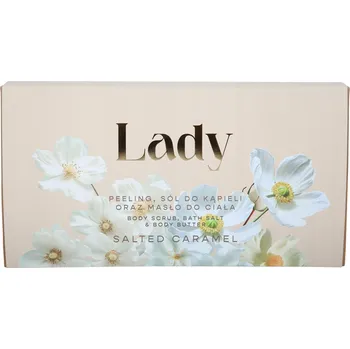 Tělový peeling HISKIN LADY Sada pro ženy Sůl do koupele Tělový peeling Tělové máslo 3x200ml