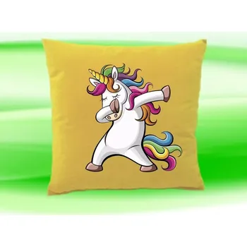 Dekorativní polštářek Polštářek tančící jednorožec béžový (dětský polštář 35x35 cm s jednorožcem)